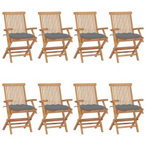 Maison exclusive - chaises de jardin avec coussins gris lot de 8 bois teck massi