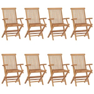 Maison exclusive - chaises de jardin et coussins blanc crème lot de 8 teck massi