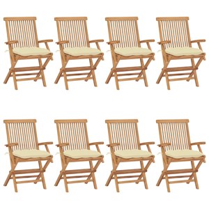 Maison exclusive - chaises de jardin et coussins blanc crème lot de 8 teck massi