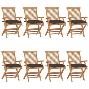 Maison exclusive - chaises de jardin avec coussins taupe lot de 8 bois teck mass