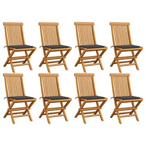Maison exclusive - chaises de jardin avec coussins anthracite lot de 8 teck mass