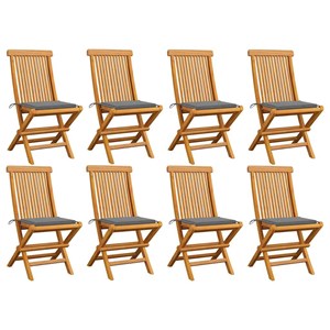 Maison exclusive - chaises de jardin et coussins gris lot de 8 bois de teck mass