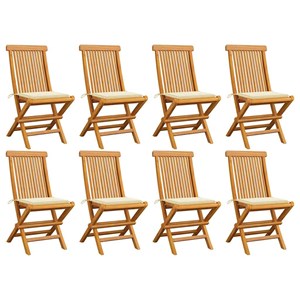 Maison exclusive - chaises de jardin et coussins crème lot de 8 bois teck massif