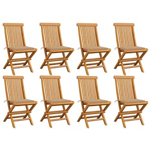 Maison exclusive - chaises de jardin et coussins beige lot de 8 bois teck massif