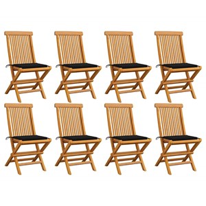 Maison exclusive - chaises de jardin et coussins noir lot de 8 bois de teck mass
