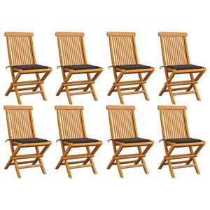 Maison exclusive - chaises de jardin et coussins taupe lot de 8 bois teck massif
