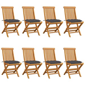 Maison exclusive - chaises de jardin avec coussins anthracite lot de 8 teck mass