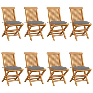 Maison exclusive - chaises de jardin et coussins gris lot de 8 bois de teck mass