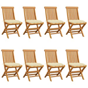 Maison exclusive - chaises de jardin et coussins blanc crème lot de 8 teck massi
