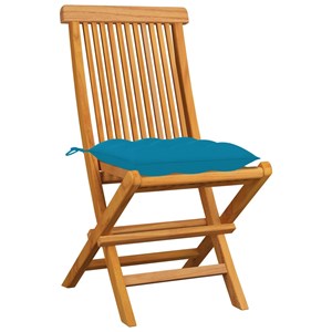 Maison exclusive - chaises de jardin avec coussins bleu clair lot de 8 teck mass