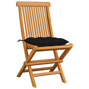 Maison exclusive - chaises de jardin et coussins noir lot de 8 bois de teck mass
