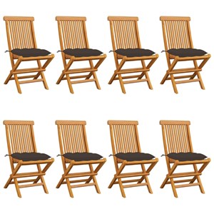 Maison exclusive - chaises de jardin et coussins taupe lot de 8 bois teck massif