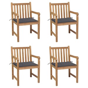 Maison exclusive - chaises de jardin lot de 4 avec coussins anthracite teck soli