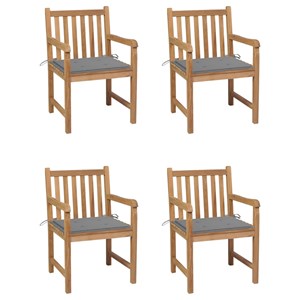 Maison exclusive - chaises de jardin lot de 4 et coussins gris bois de teck soli