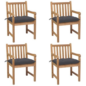 Maison exclusive - chaises de jardin lot de 4 avec coussins anthracite teck soli