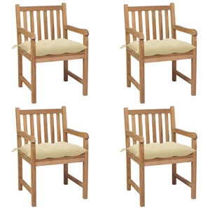 Maison exclusive - chaises de jardin lot de 4 et coussins blanc crème teck solid