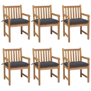 Maison exclusive - chaises de jardin lot de 6 avec coussins anthracite teck soli