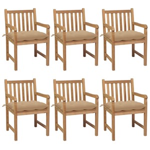 Maison exclusive - chaises de jardin lot de 6 et coussins beige bois teck solide