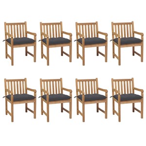 Maison exclusive - chaises de jardin lot de 8 avec coussins anthracite teck soli