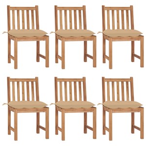 Maison exclusive - chaises de jardin lot de 6 avec coussins bois de teck massif