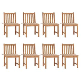 Maison exclusive - chaises de jardin lot de 8 avec coussins bois de teck massif