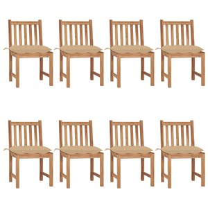 Maison exclusive - chaises de jardin lot de 8 avec coussins bois de teck massif