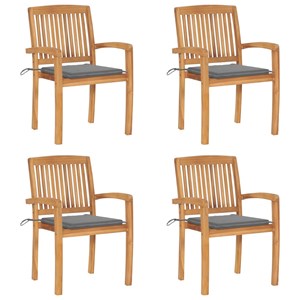 Maison exclusive - chaises de jardin empilables avec coussins lot de 4 teck soli