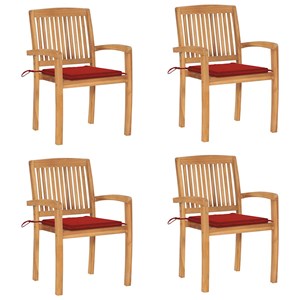 Maison exclusive - chaises de jardin empilables avec coussins lot de 4 teck soli