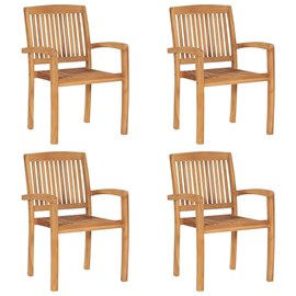 Maison exclusive - chaises de jardin empilables avec coussins lot de 4 teck soli