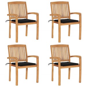 Maison exclusive - chaises de jardin empilables avec coussins lot de 4 teck soli
