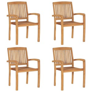 Maison exclusive - chaises de jardin empilables avec coussins lot de 4 teck soli