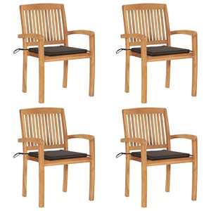 Maison exclusive - chaises de jardin empilables avec coussins lot de 4 teck soli