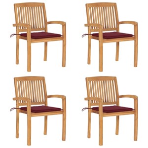 Maison exclusive - chaises de jardin empilables avec coussins lot de 4 teck soli