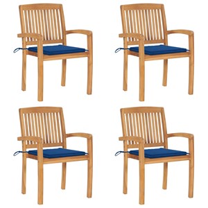 Maison exclusive - chaises de jardin empilables avec coussins lot de 4 teck soli