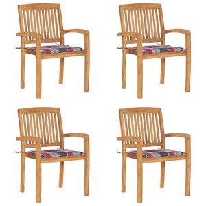 Maison exclusive - chaises de jardin empilables avec coussins lot de 4 teck soli