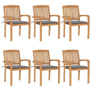 Maison exclusive - chaises de jardin empilables avec coussins lot de 6 teck soli