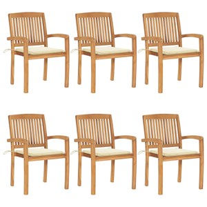 Maison exclusive - chaises de jardin empilables avec coussins lot de 6 teck soli