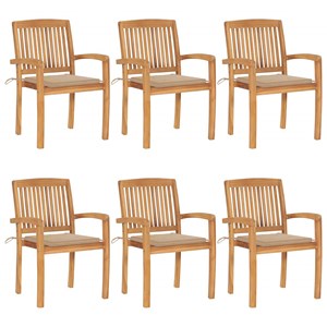 Maison exclusive - chaises de jardin empilables avec coussins lot de 6 teck soli
