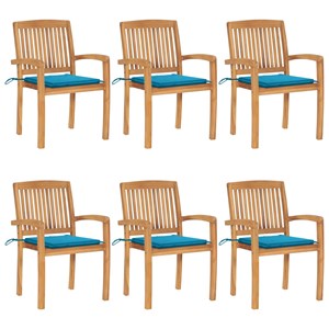 Maison exclusive - chaises de jardin empilables avec coussins lot de 6 teck soli