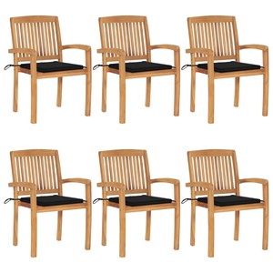 Maison exclusive - chaises de jardin empilables avec coussins lot de 6 teck soli