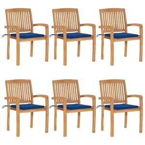 Maison exclusive - chaises de jardin empilables avec coussins lot de 6 teck soli