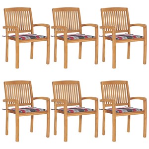 Maison exclusive - chaises de jardin empilables avec coussins lot de 6 teck soli
