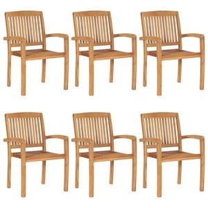 Maison exclusive - chaises de jardin empilables avec coussins lot de 6 teck soli