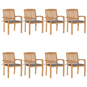 Maison exclusive - chaises de jardin empilables avec coussins lot de 8 teck soli