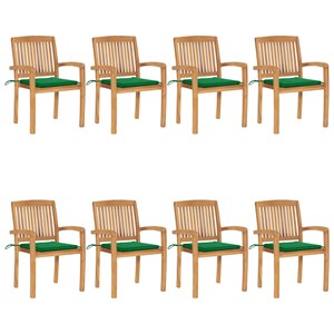Maison exclusive - chaises de jardin empilables avec coussins lot de 8 teck soli