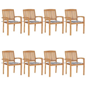 Maison exclusive - chaises de jardin empilables avec coussins lot de 8 teck soli