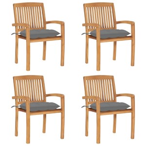 Maison exclusive - chaises de jardin empilables avec coussins lot de 4 teck soli