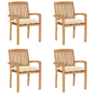 Maison exclusive - chaises de jardin empilables avec coussins lot de 4 teck soli