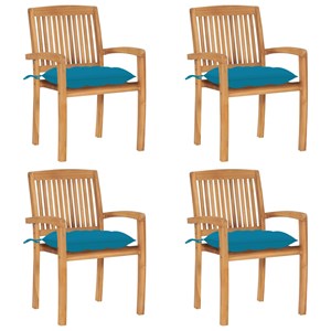 Maison exclusive - chaises de jardin empilables avec coussins lot de 4 teck soli