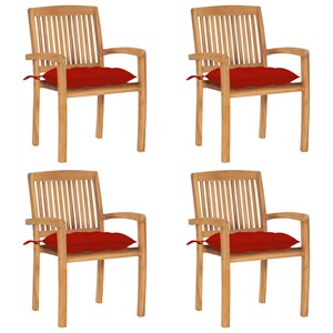 Maison exclusive - chaises de jardin empilables avec coussins lot de 4 teck soli